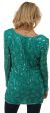 Round Neck Leaves Sequined Pattern Long Blouse  back